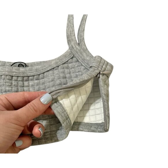 NWT Princess Polly Arabella Soft Waffle Crop Top Cami Size 4 Grey Zipper - Picture 5 of 6